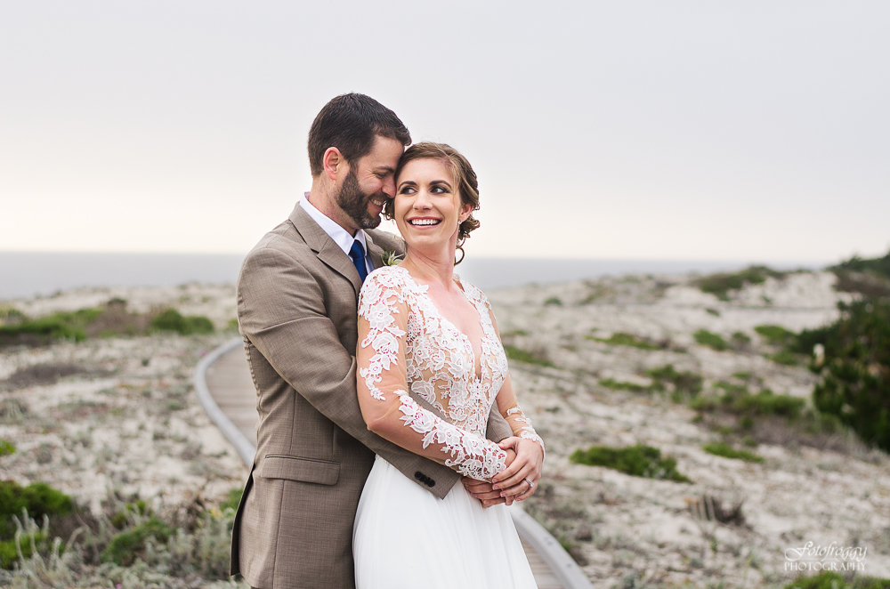 Asilomar Beach bride and groom Justin Alexander dress Fotofroggy Photography
